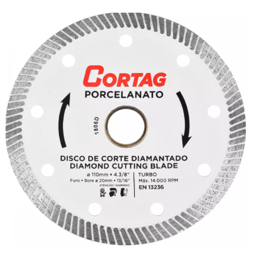 Disco Diamantado para Porcelanato de 110mm Cortag